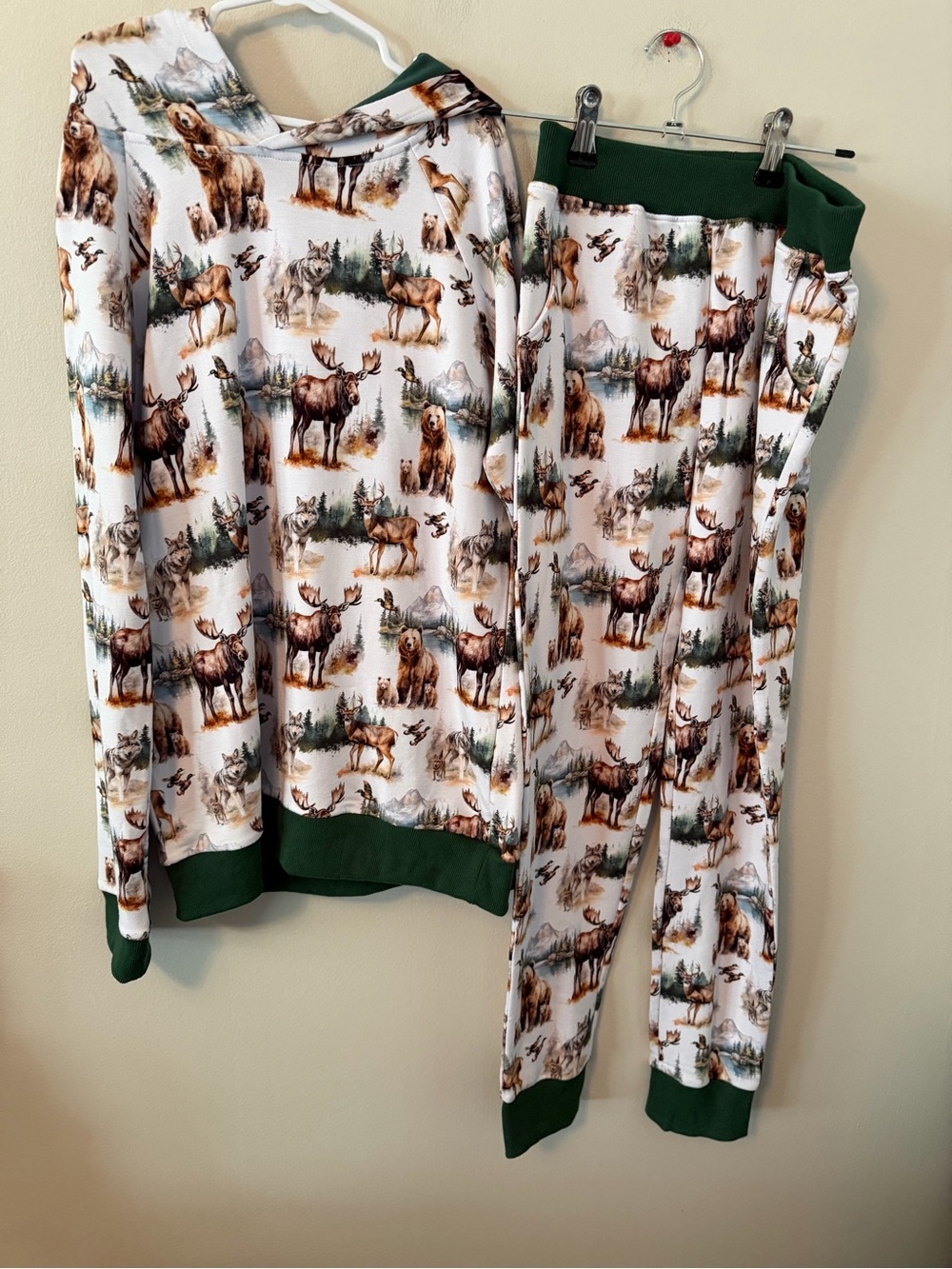 Little Snuggles Moose & Bear Forest Pajama Set - Green Trim
